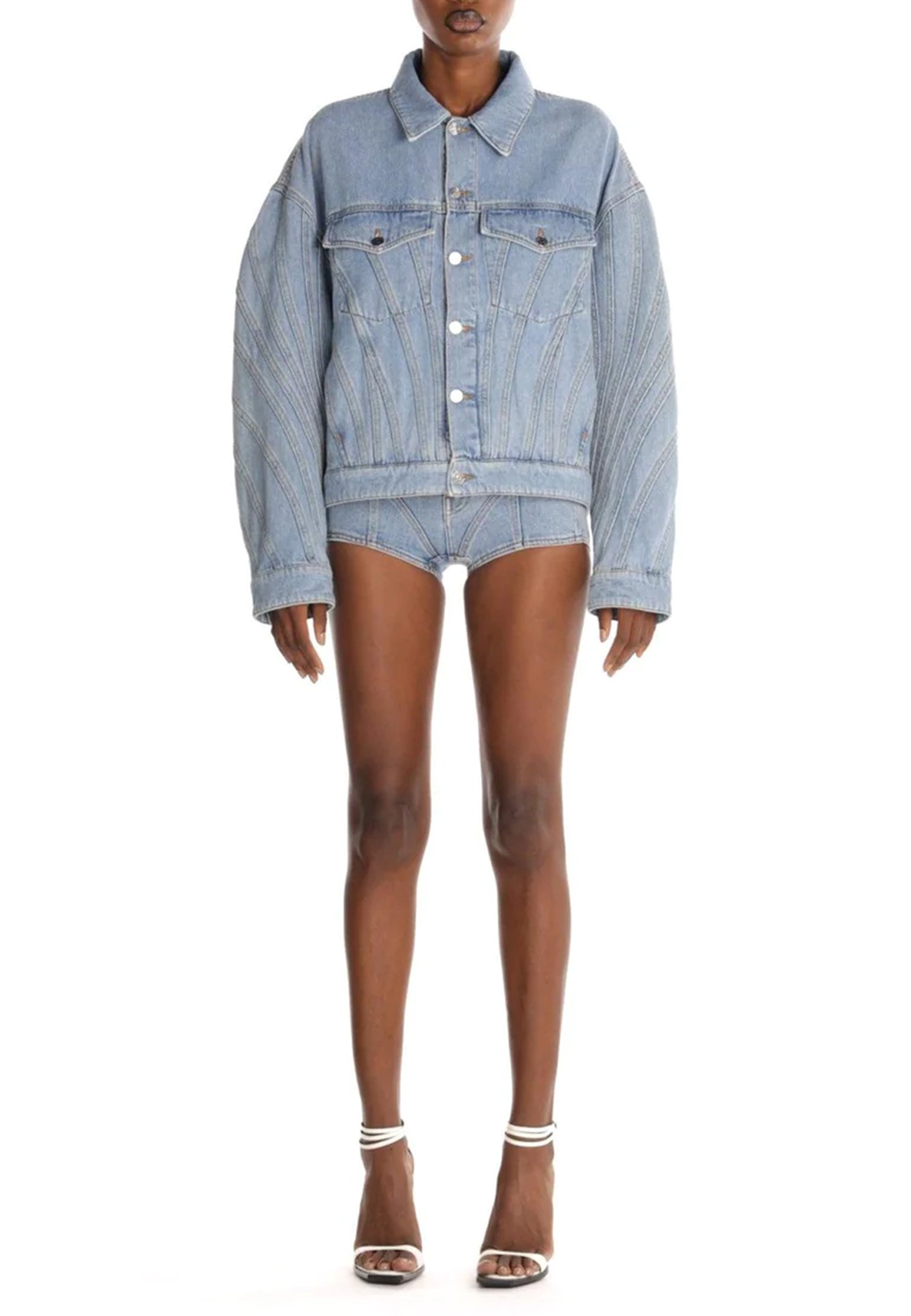 Shorts MUGLER Color: light blue (Code: 4038) in online store Allure