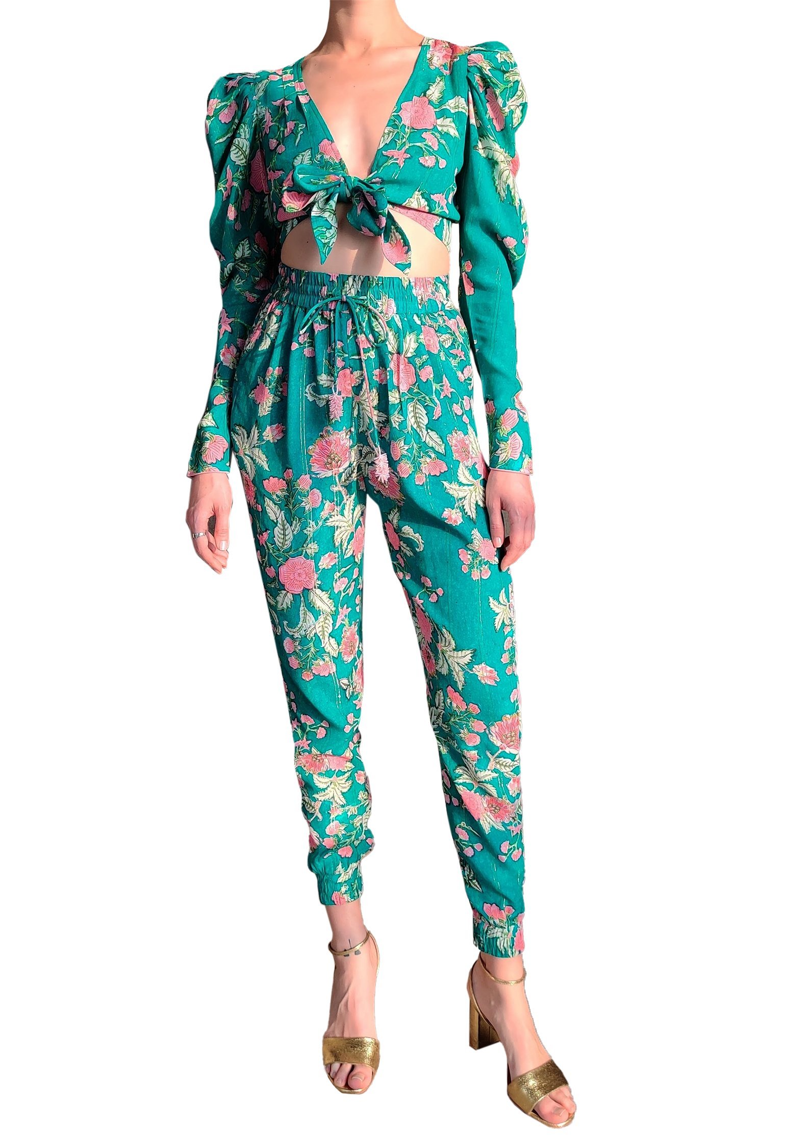 Pants HEMANT&NANDITA Color: green (Code: 751) in online store Allure