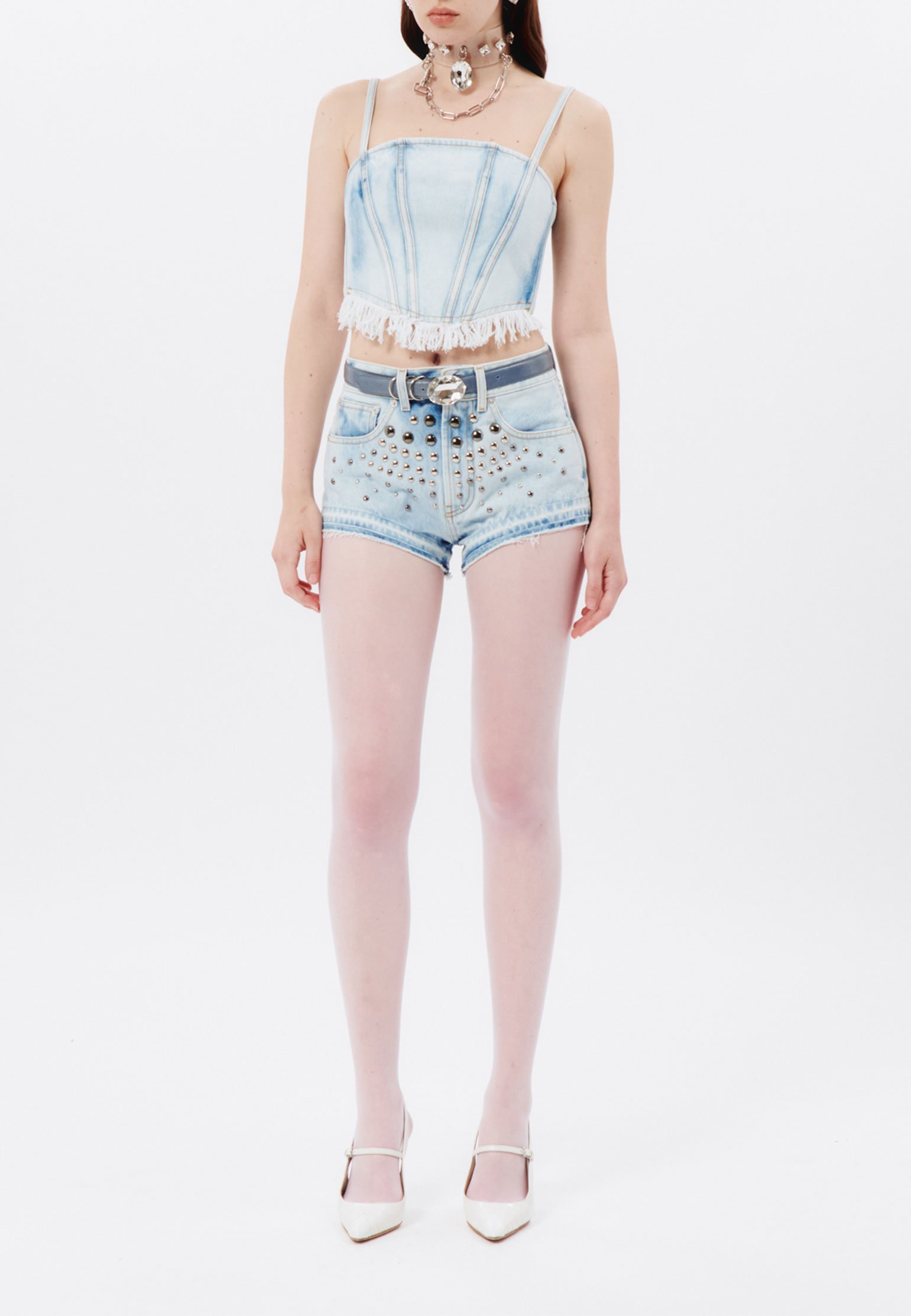 Shorts ALESSANDRA RICH Color: light blue (Code: 3735) in online store Allure