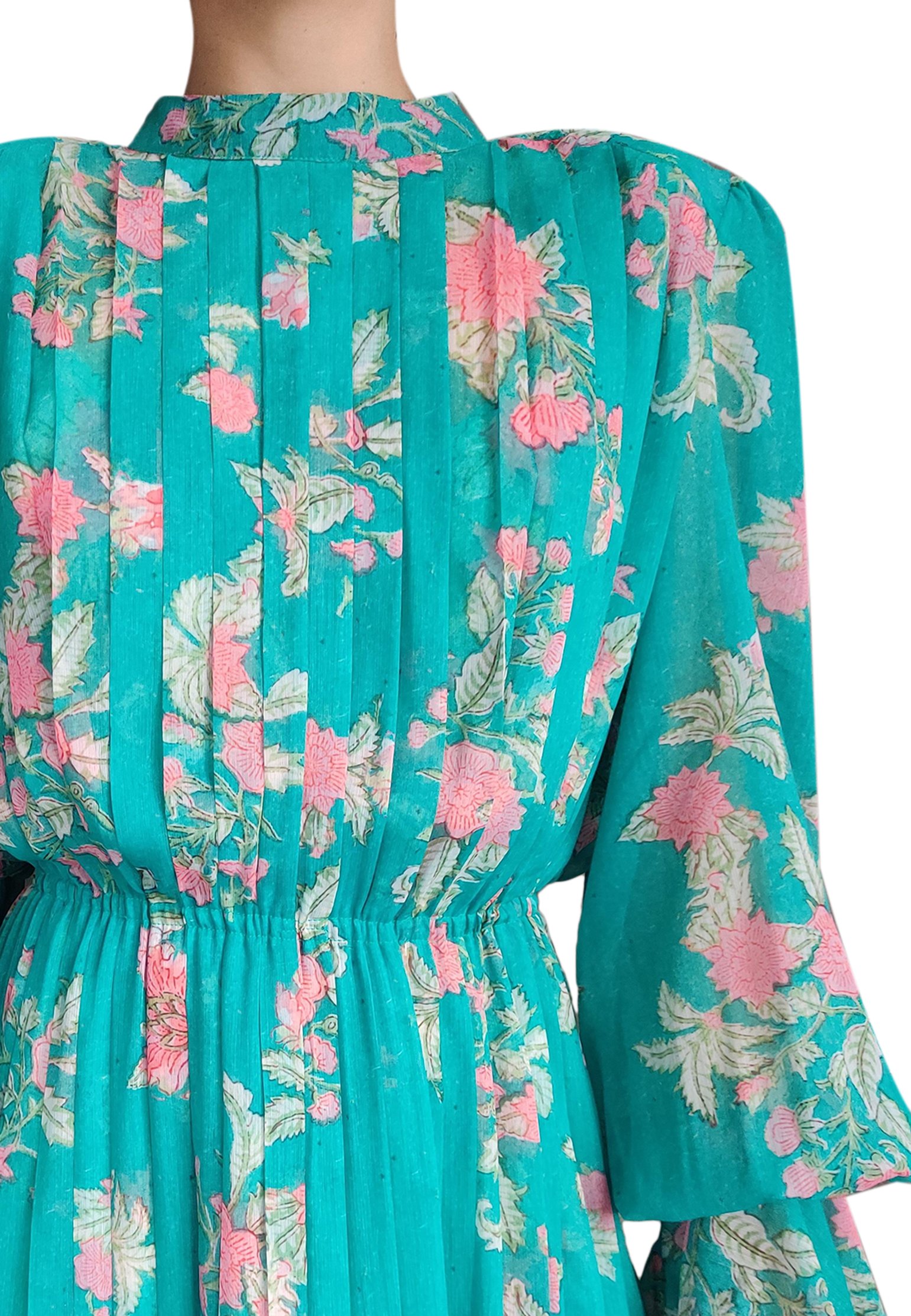 Dress HEMANT&NANDITA Color: green (Code: 748) in online store Allure
