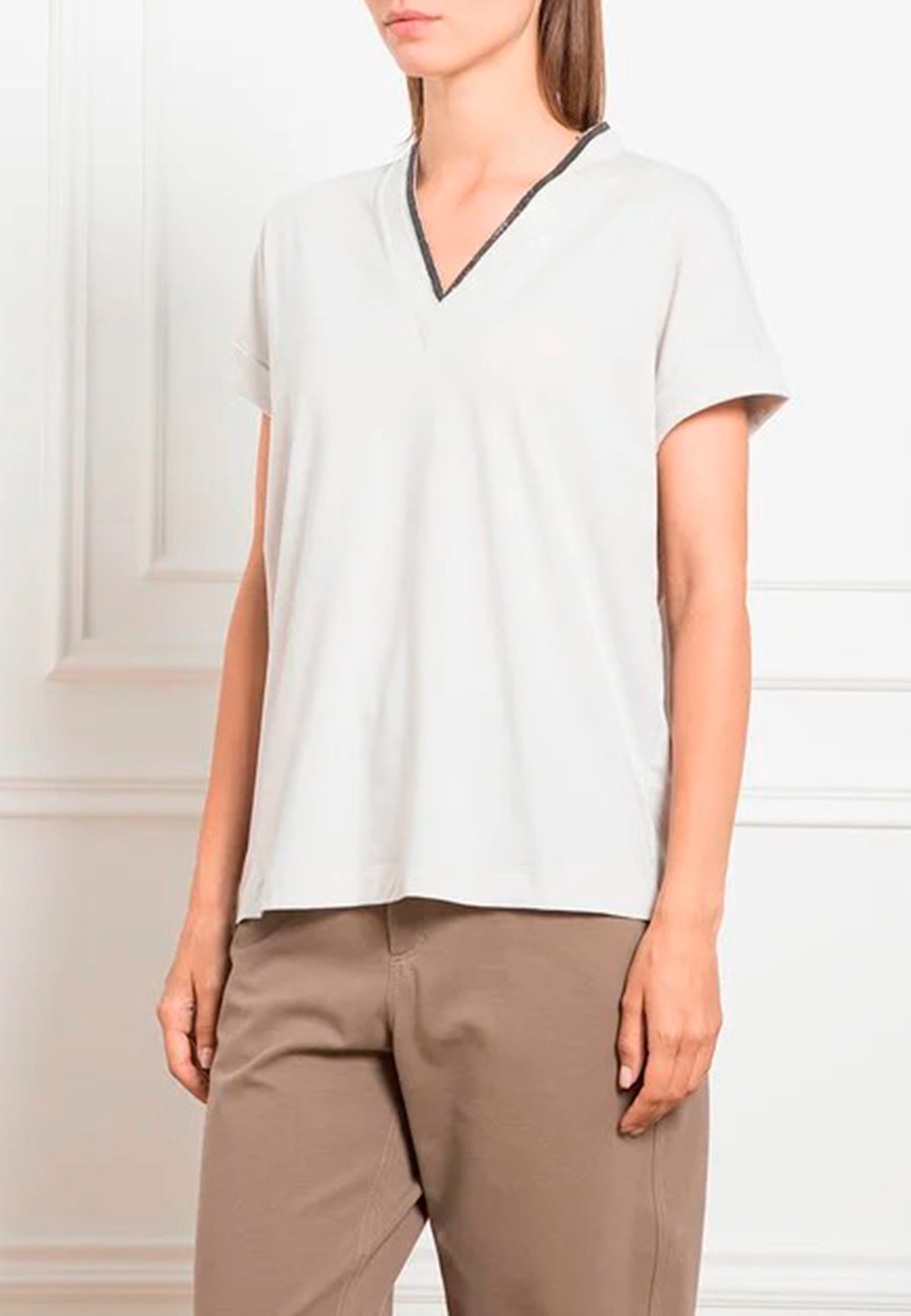 T-Shirt BRUNELLO CUCINELLI Color: white (Code: 270) in online store Allure