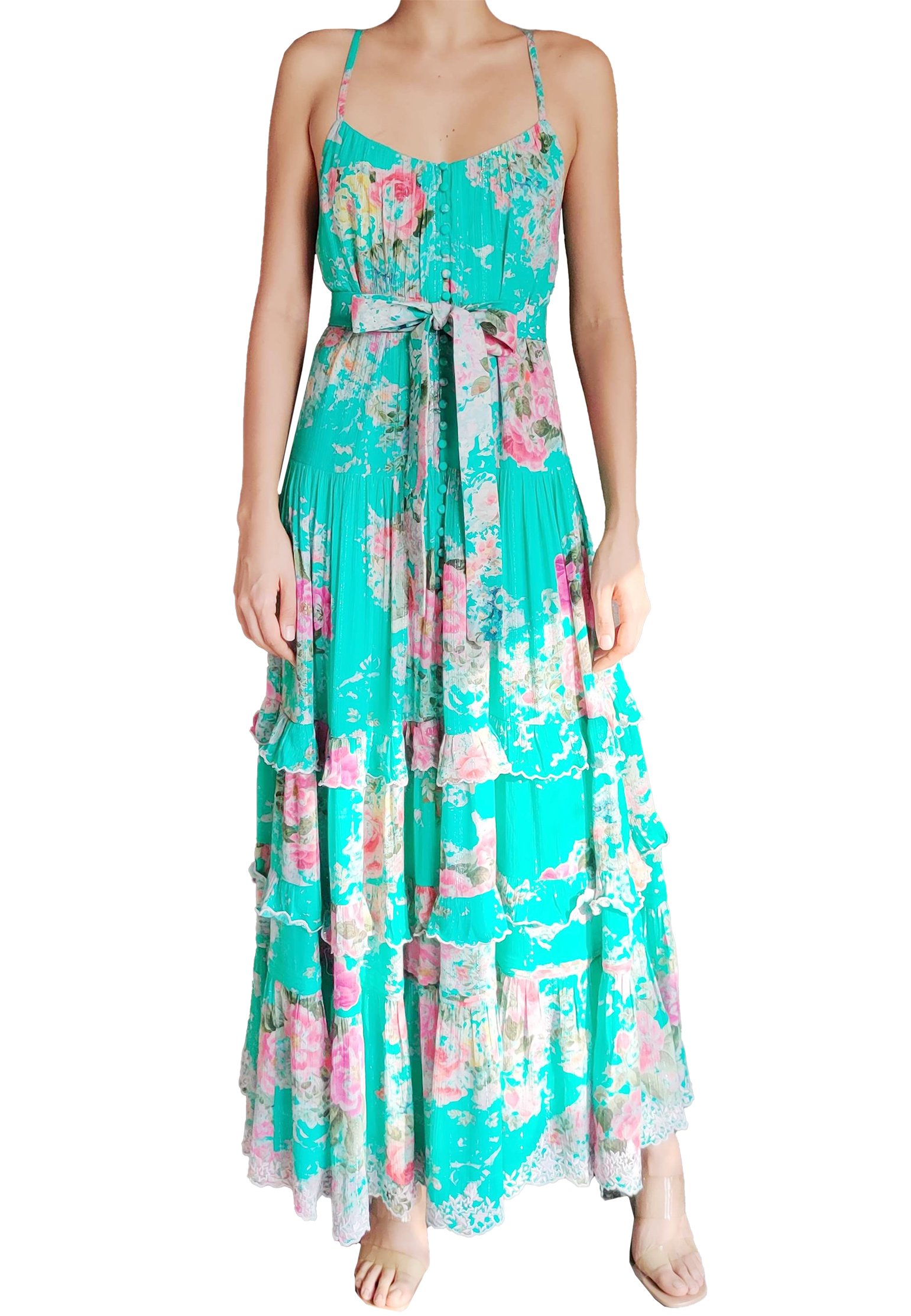 Dress HEMANT&NANDITA Color: green (Code: 756) in online store Allure
