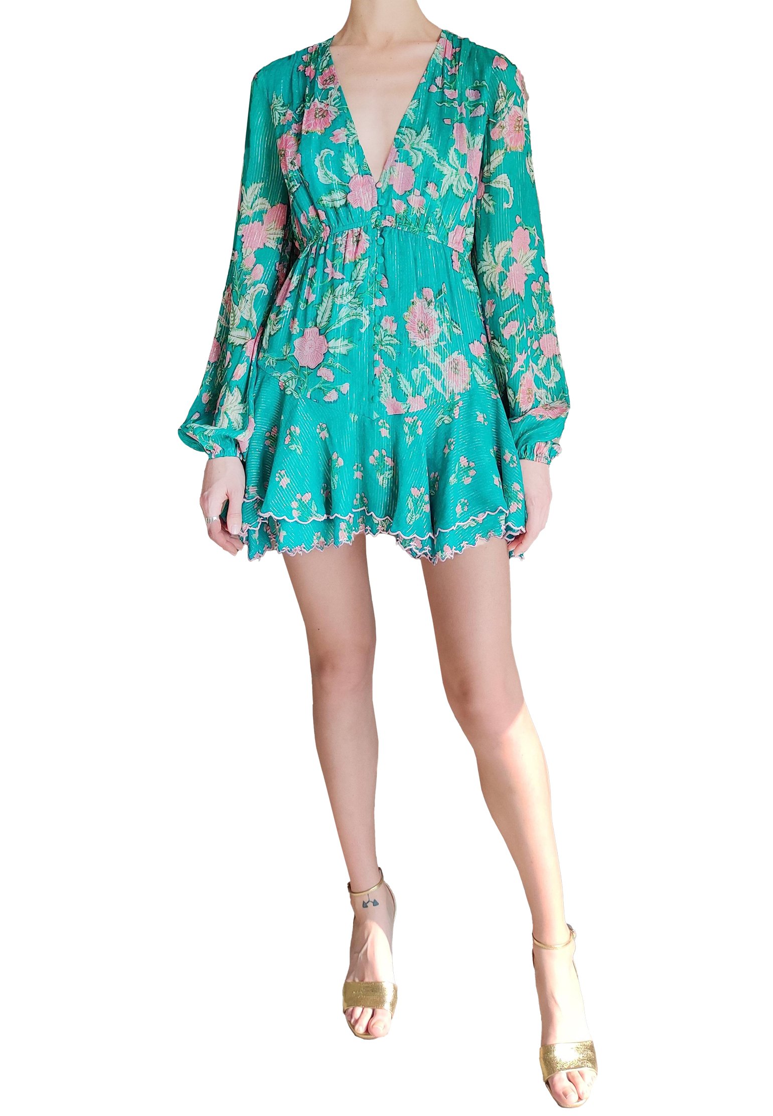 Dress HEMANT&NANDITA Color: green (Code: 754) in online store Allure