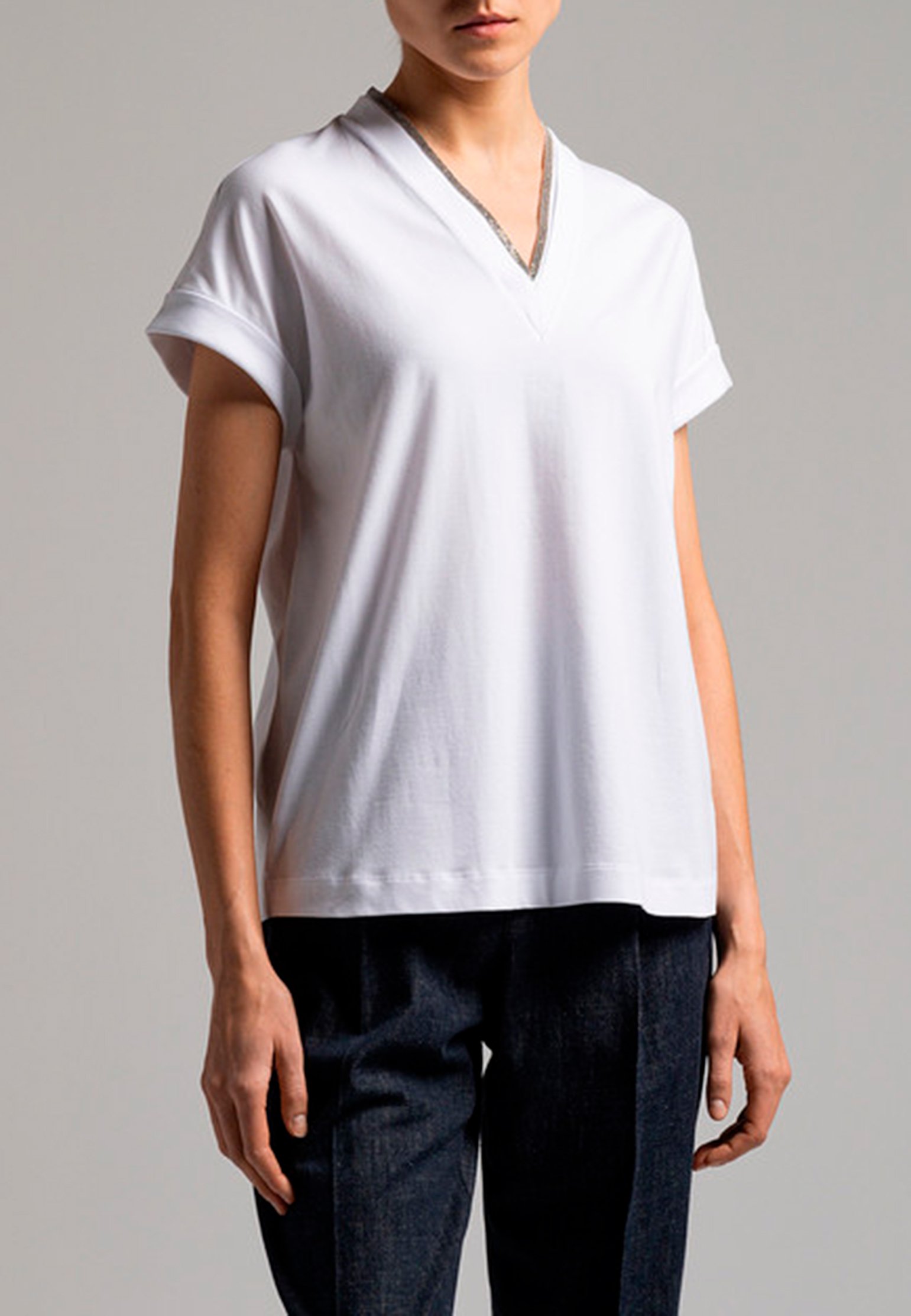 T-Shirt BRUNELLO CUCINELLI Color: white (Code: 270) in online store Allure