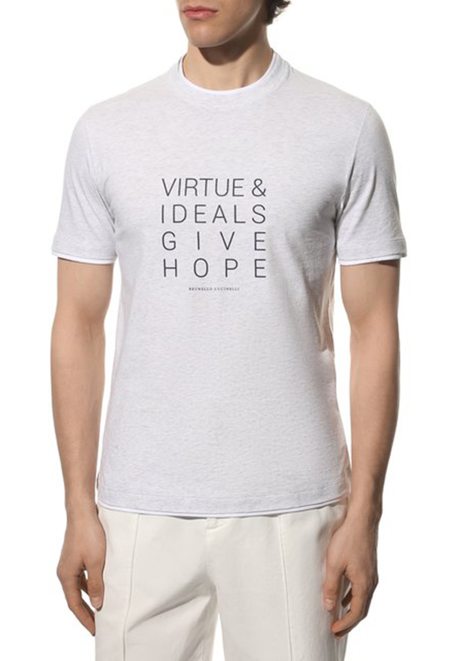 T-Shirt BRUNELLO CUCINELLI Color: light grey (Code: 483) in online store Allure
