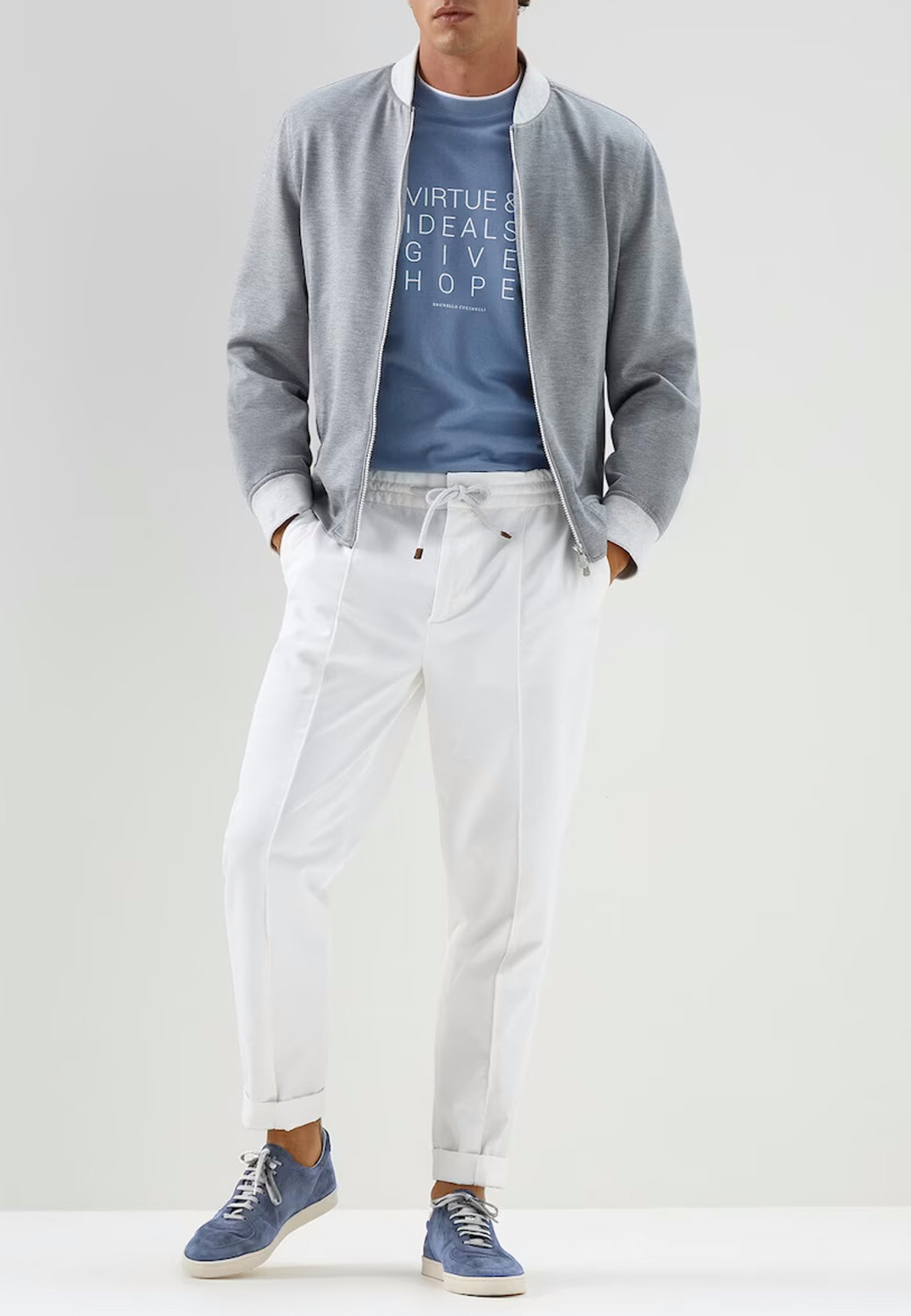 Pants BRUNELLO CUCINELLI Color: white (Code: 477) in online store Allure