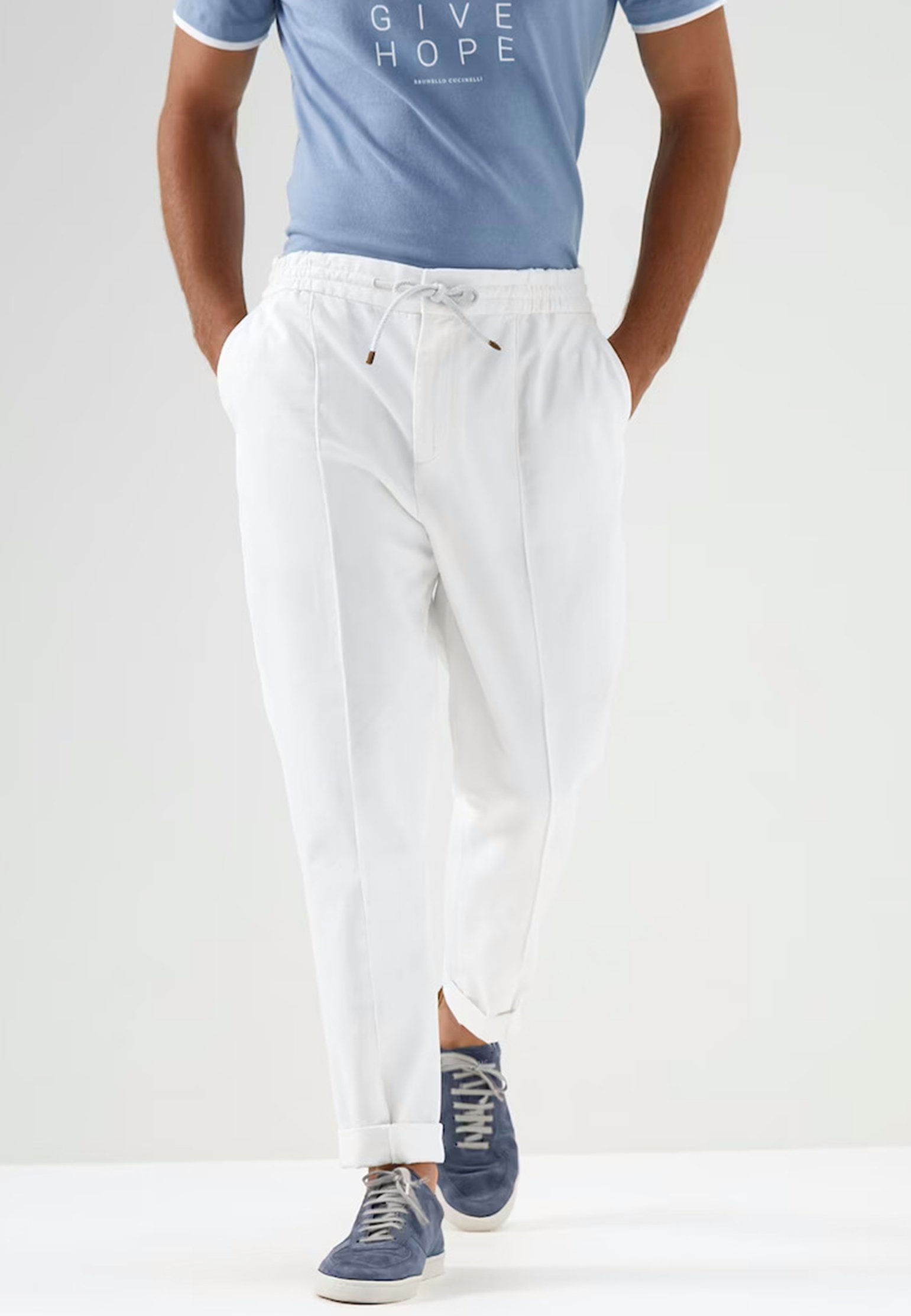 Pants BRUNELLO CUCINELLI Color: white (Code: 477) in online store Allure