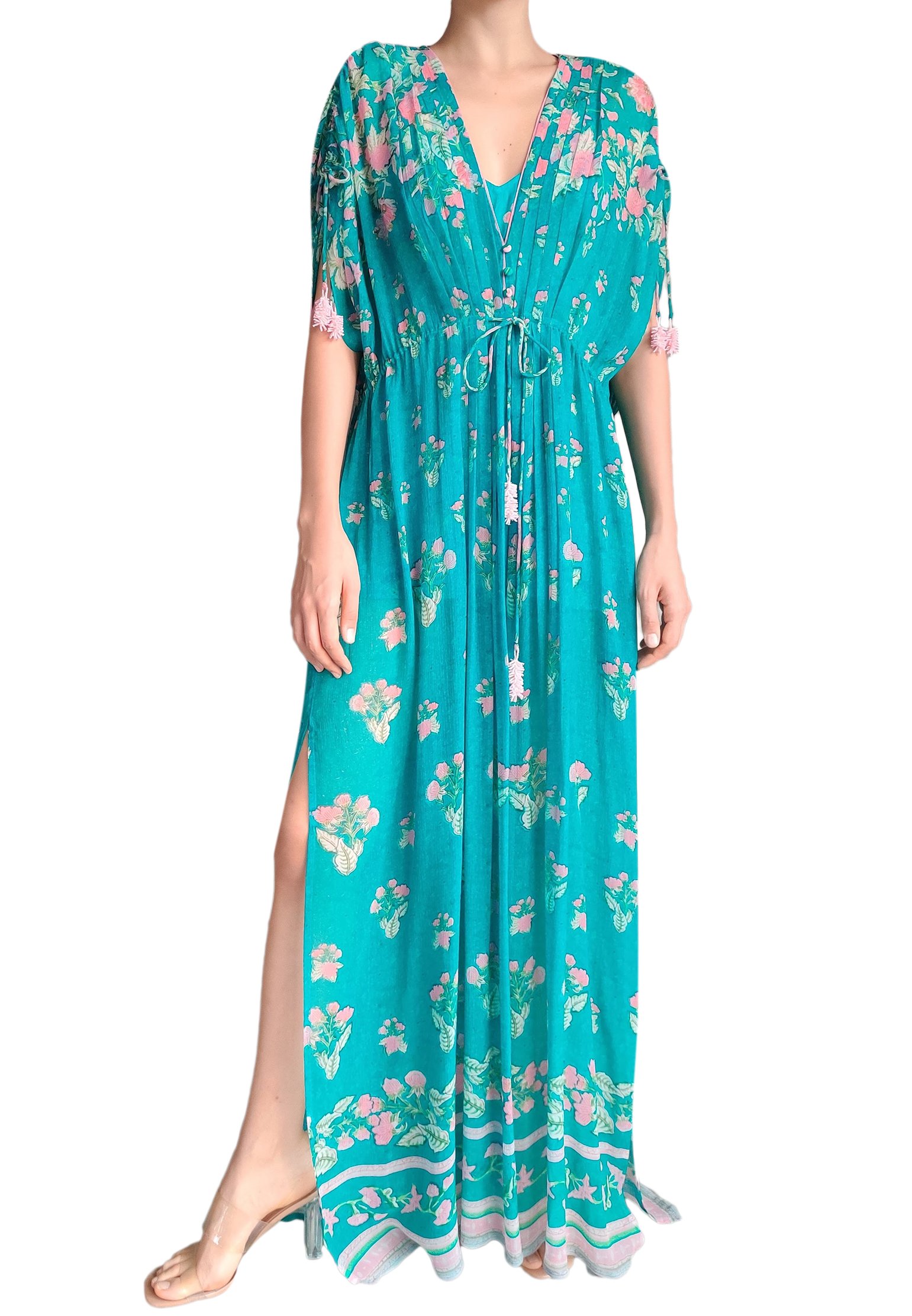 Dress HEMANT&NANDITA Color: green (Code: 749) in online store Allure