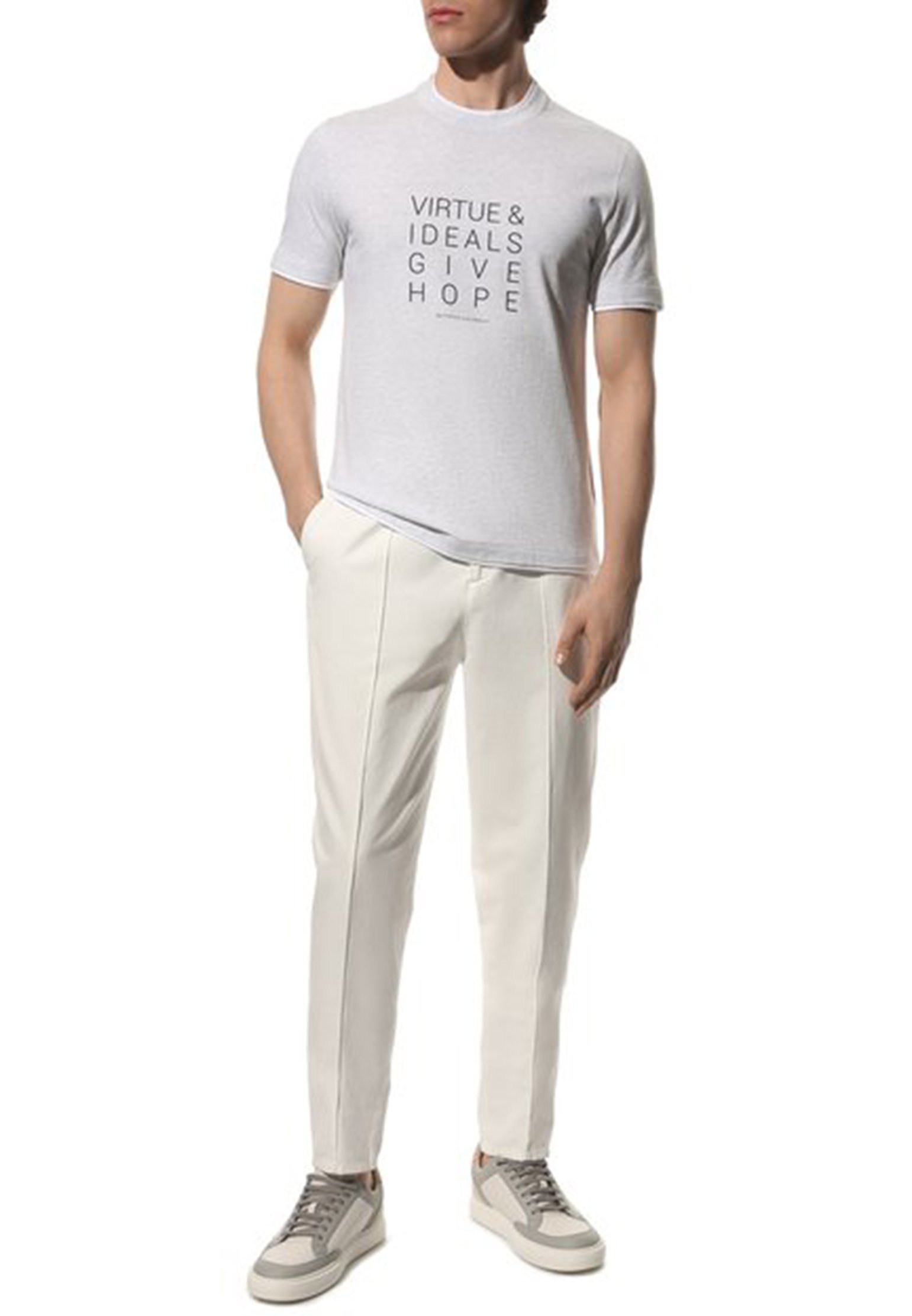 T-Shirt BRUNELLO CUCINELLI Color: light grey (Code: 483) in online store Allure
