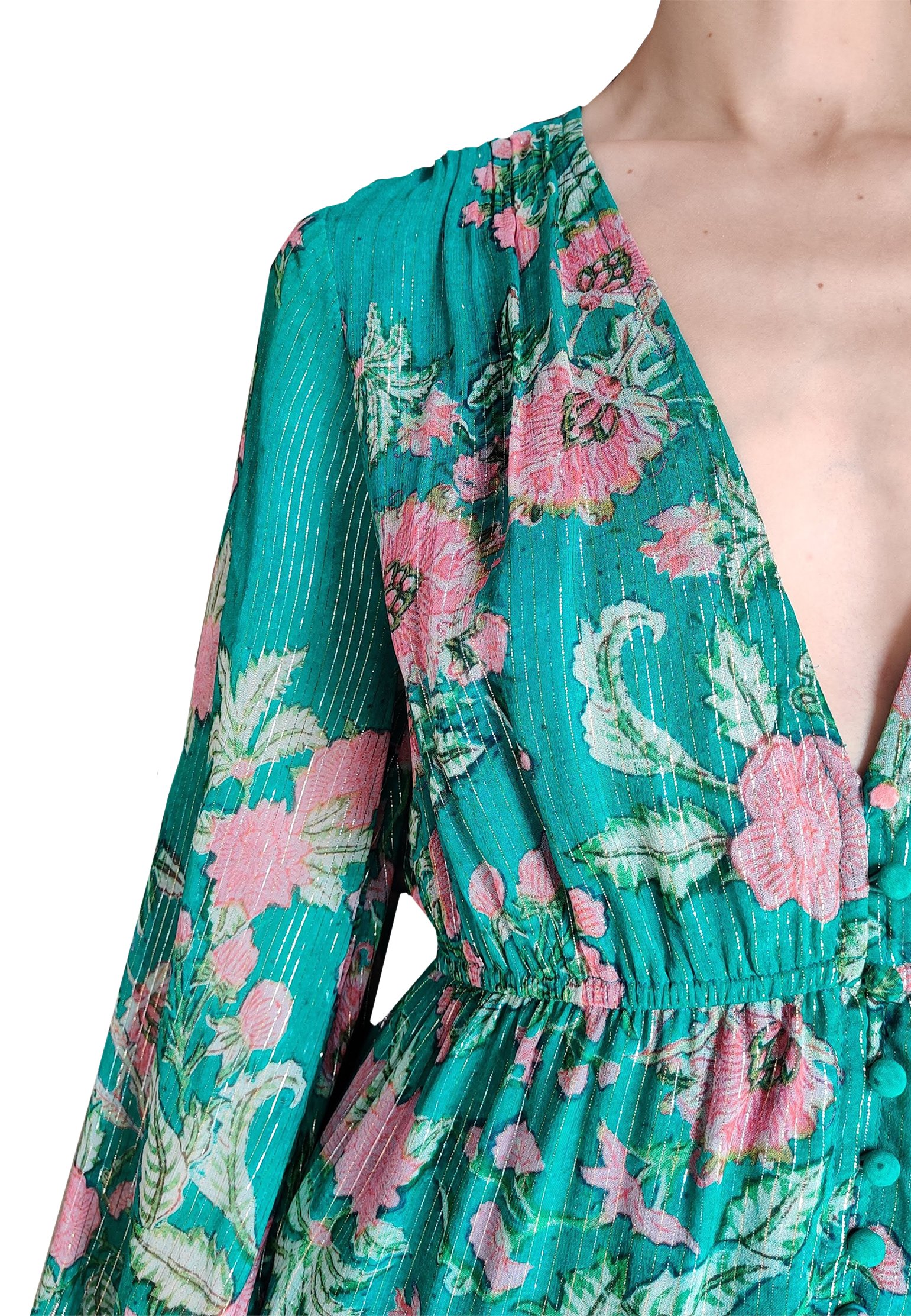 Dress HEMANT&NANDITA Color: green (Code: 754) in online store Allure