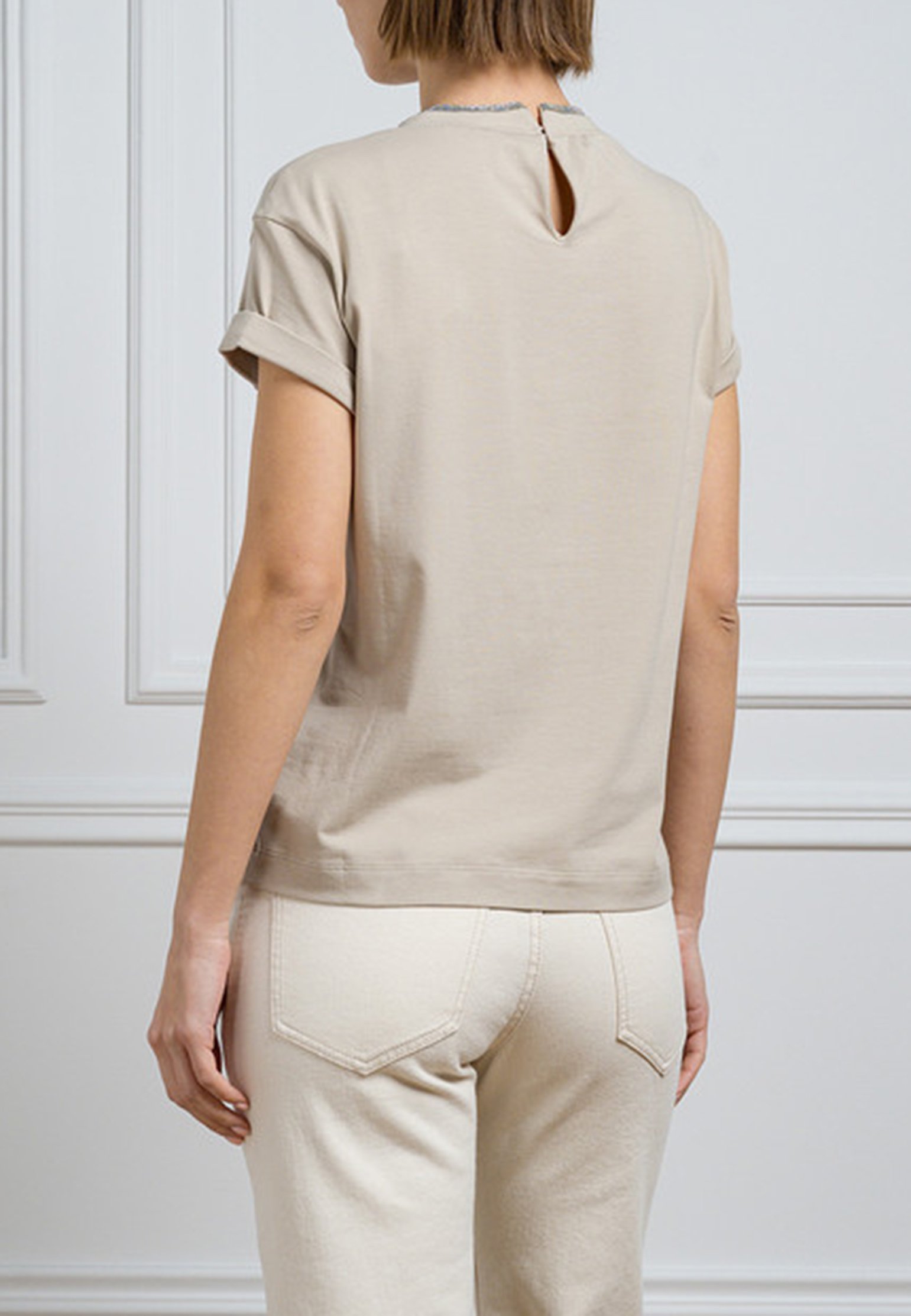 T-Shirt BRUNELLO CUCINELLI Color: beige (Code: 1198) in online store Allure