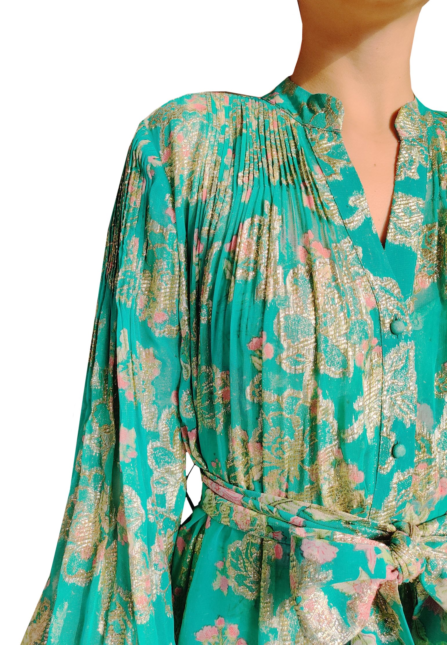 Dress HEMANT&NANDITA Color: green (Code: 753) in online store Allure
